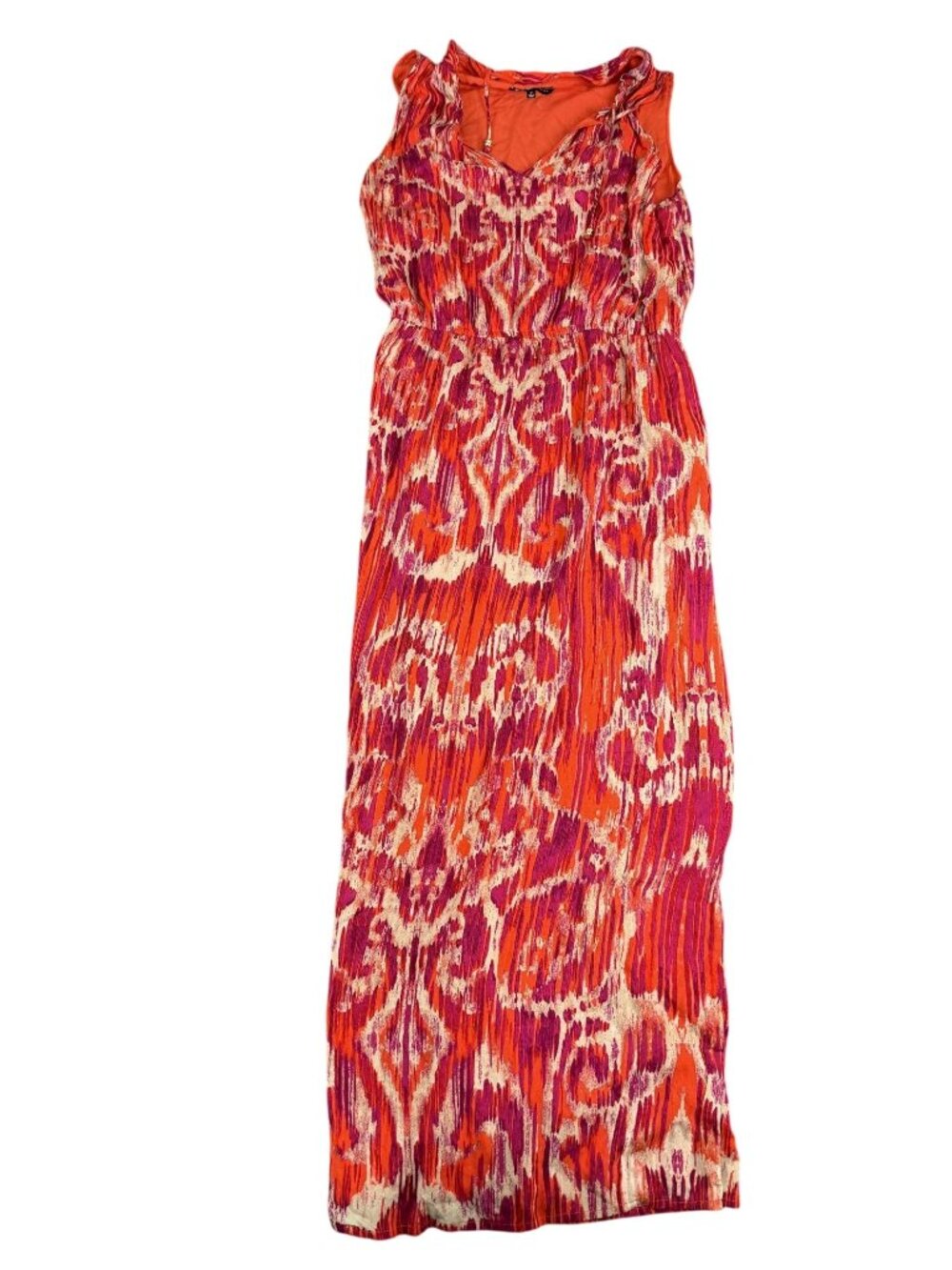 Jones New York Signature Sleeveless Ikat Print Maxi Dress Multicolor Size L